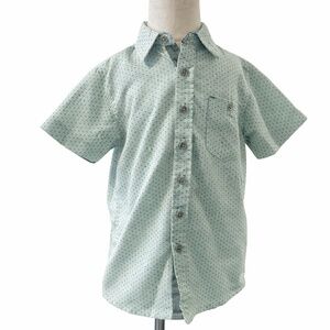 Toddler Boys Button-Up Shirt Size 4 Mint Green Short Sleeve Dress Shirt